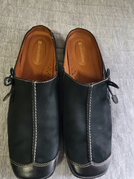 Naturalizer Shoes - Naturalizer Black Mules Flats with Brown Insole